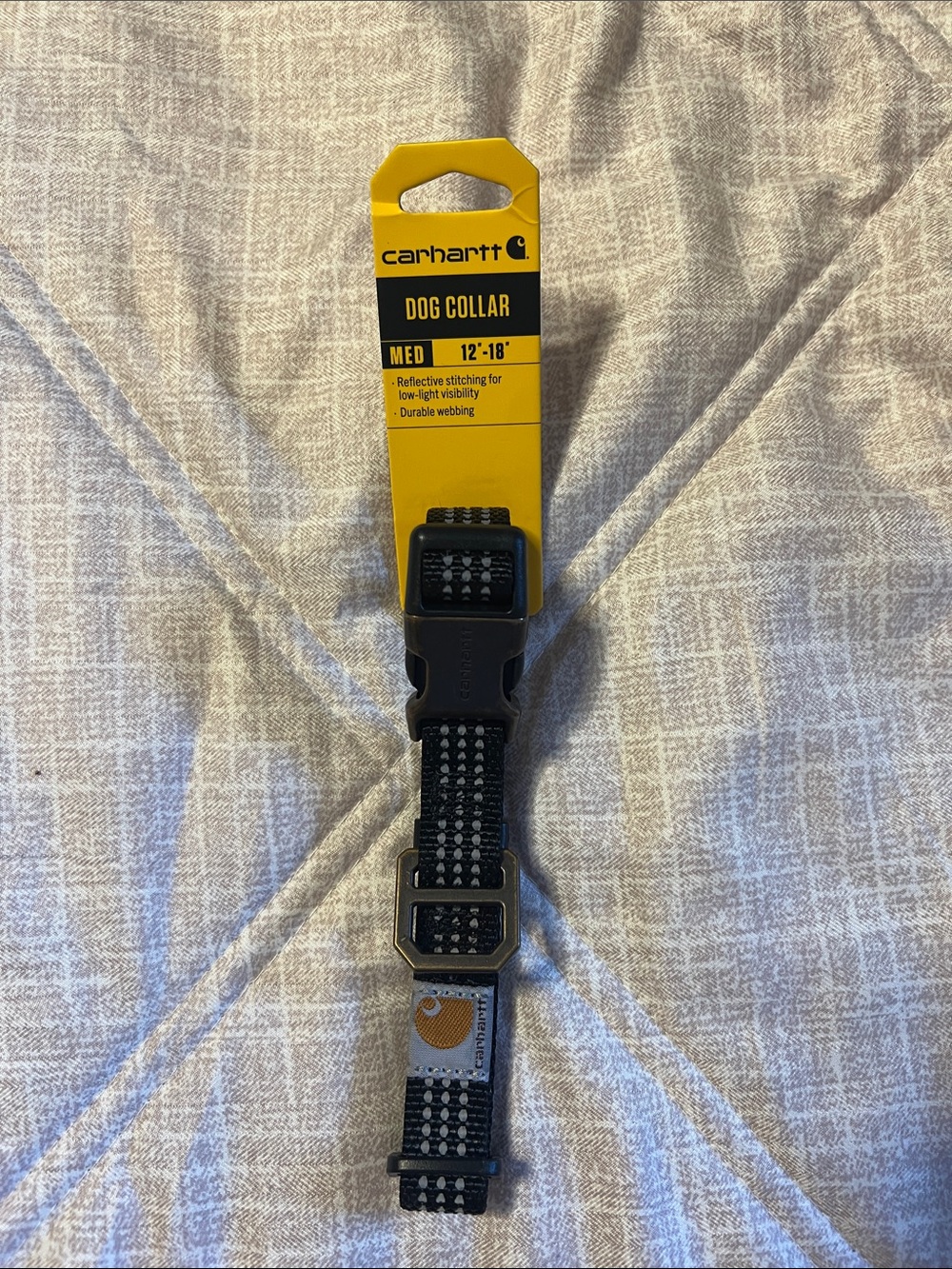 Carhartt Black Dog Collar with Gray Reflective Stitching